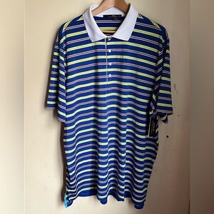 NWT Ralph Lauren Striped Polo Shirt - Blue, White, Yellow